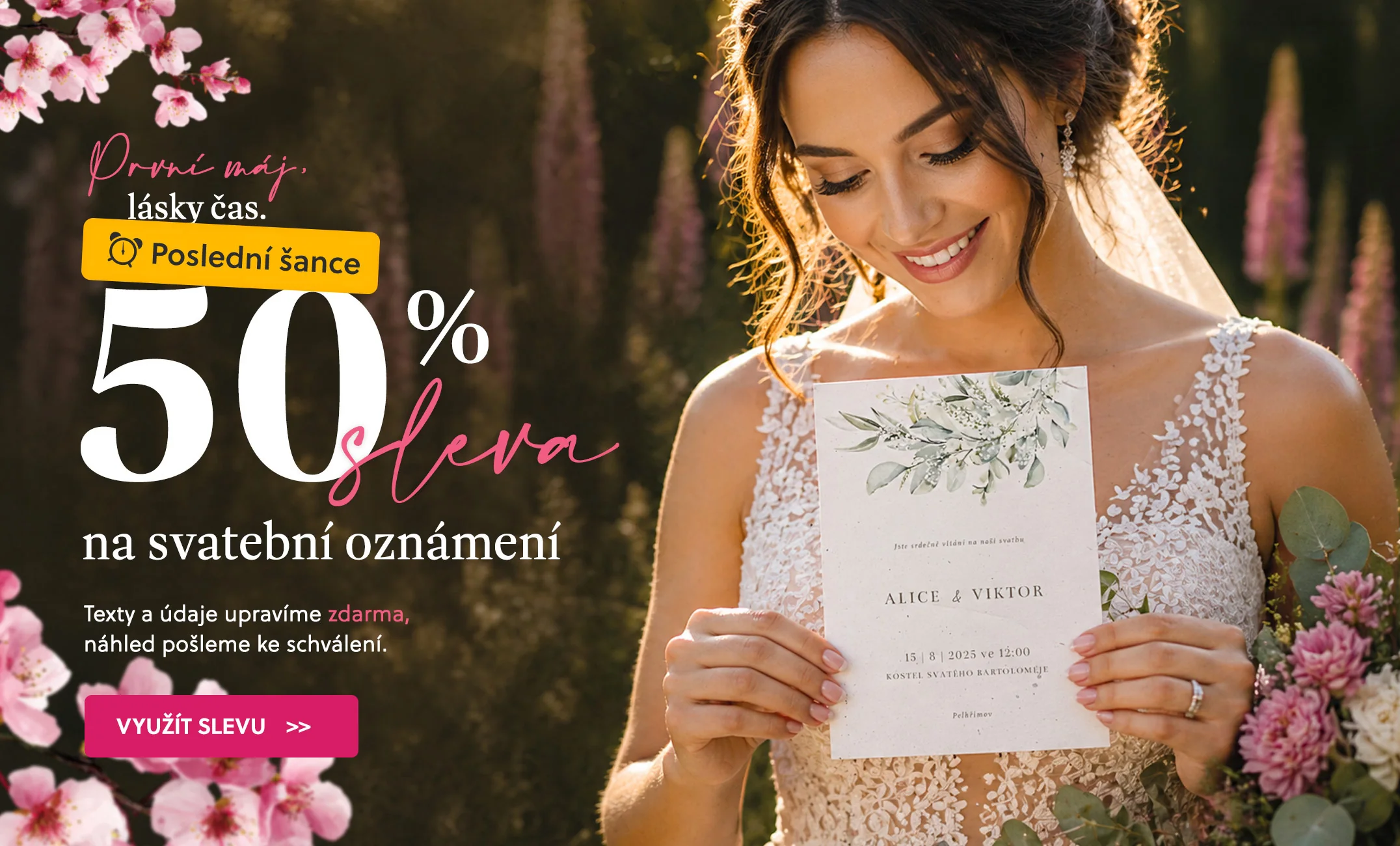 Vaša svadba sa začína oznámením – zľava 50 percent